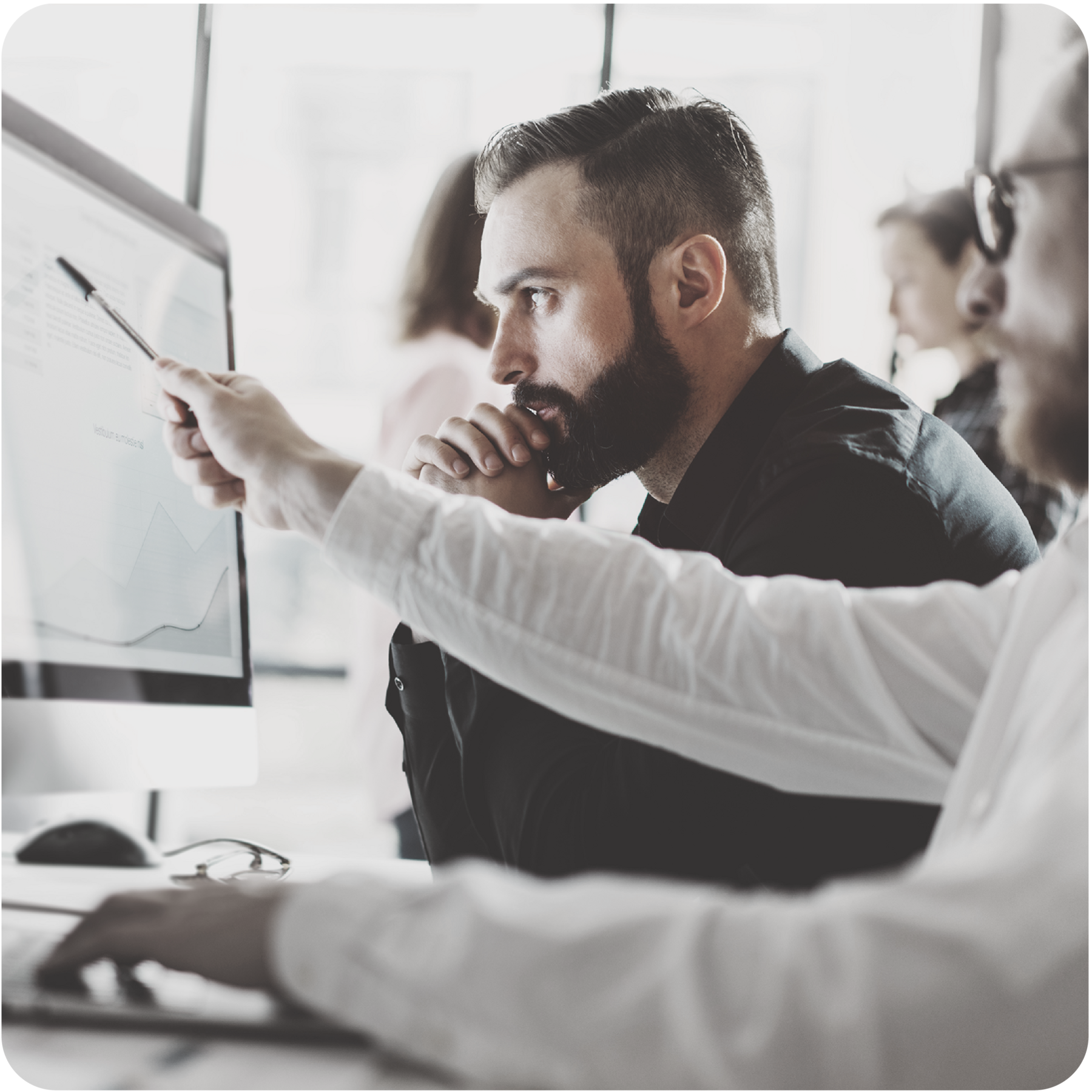 Advisors reviewing company formation steps on screen